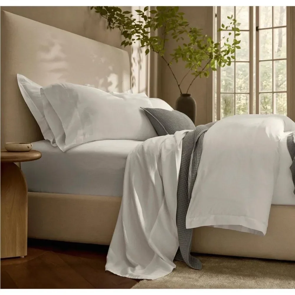 NWT Boll & Branch percale White Hemmed Sheet Set Queen